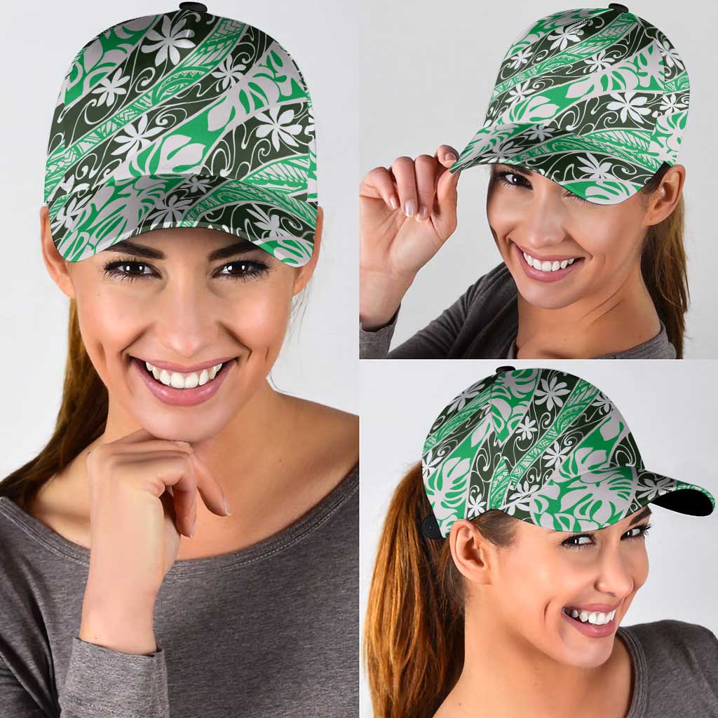 Matie Tahiti Tiare Monstera Classic Cap Polynesian Pattern Curve Style LT01 - Polynesian Pride