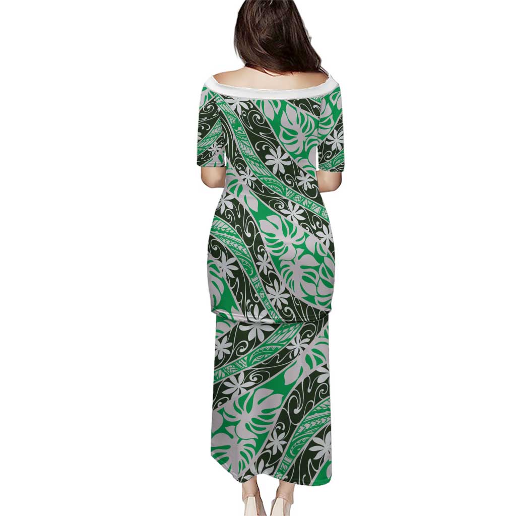 Matie Tahiti Tiare Monstera Family Matching Puletasi and Hawaiian Shirt Polynesian Pattern Curve Style - Polynesian Pride