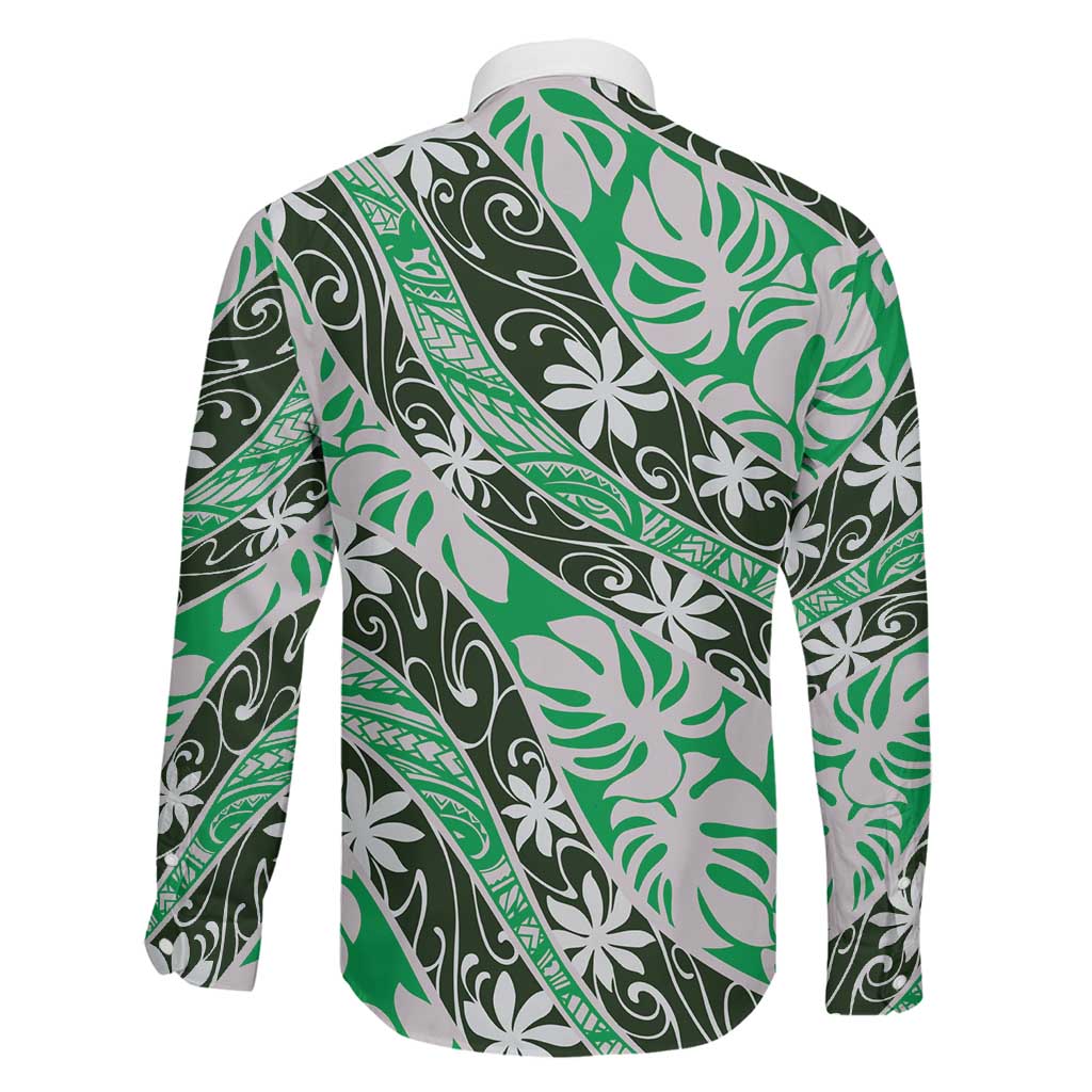 Matie Tahiti Tiare Monstera Family Matching Short Sleeve Bodycon Dress and Hawaiian Shirt Polynesian Pattern Curve Style LT01 - Polynesian Pride