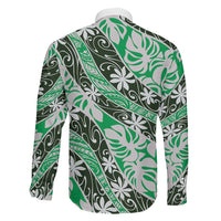 Matie Tahiti Tiare Monstera Family Matching Short Sleeve Bodycon Dress and Hawaiian Shirt Polynesian Pattern Curve Style LT01 - Polynesian Pride