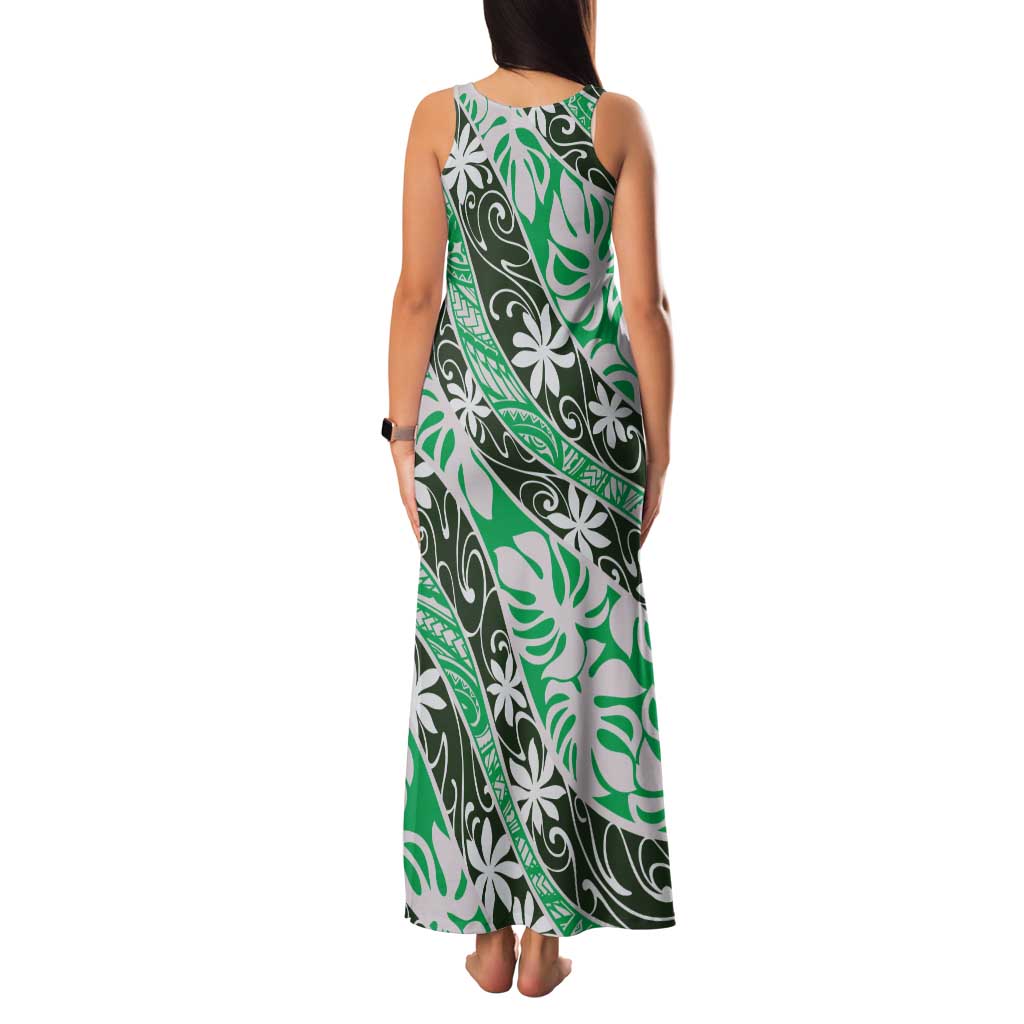 Matie Tahiti Tiare Monstera Family Matching Tank Maxi Dress and Hawaiian Shirt Polynesian Pattern Curve Style LT01 - Polynesian Pride