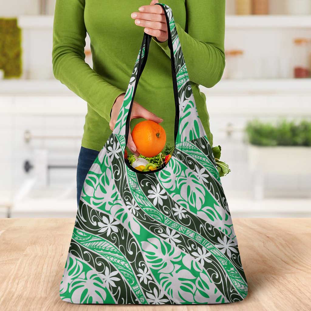 Matie Tahiti Tiare Monstera Grocery Bag Polynesian Pattern Curve Style LT01 - Polynesian Pride