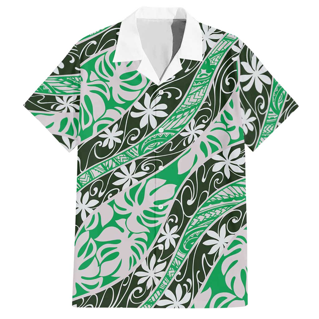 Matie Tahiti Tiare Monstera Hawaiian Shirt Polynesian Pattern Curve Style - Polynesian Pride
