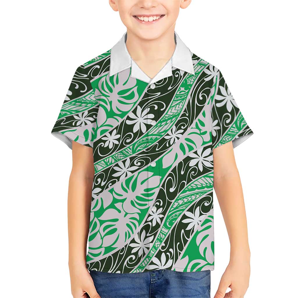 Matie Tahiti Tiare Monstera Hawaiian Shirt Polynesian Pattern Curve Style - Polynesian Pride