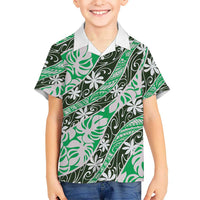 Matie Tahiti Tiare Monstera Kid Hawaiian Shirt Polynesian Pattern Curve Style - Polynesian Pride