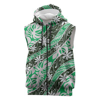 Matie Tahiti Tiare Monstera Sleeveless Zip Hoodie Polynesian Pattern Curve Style - Polynesian Pride