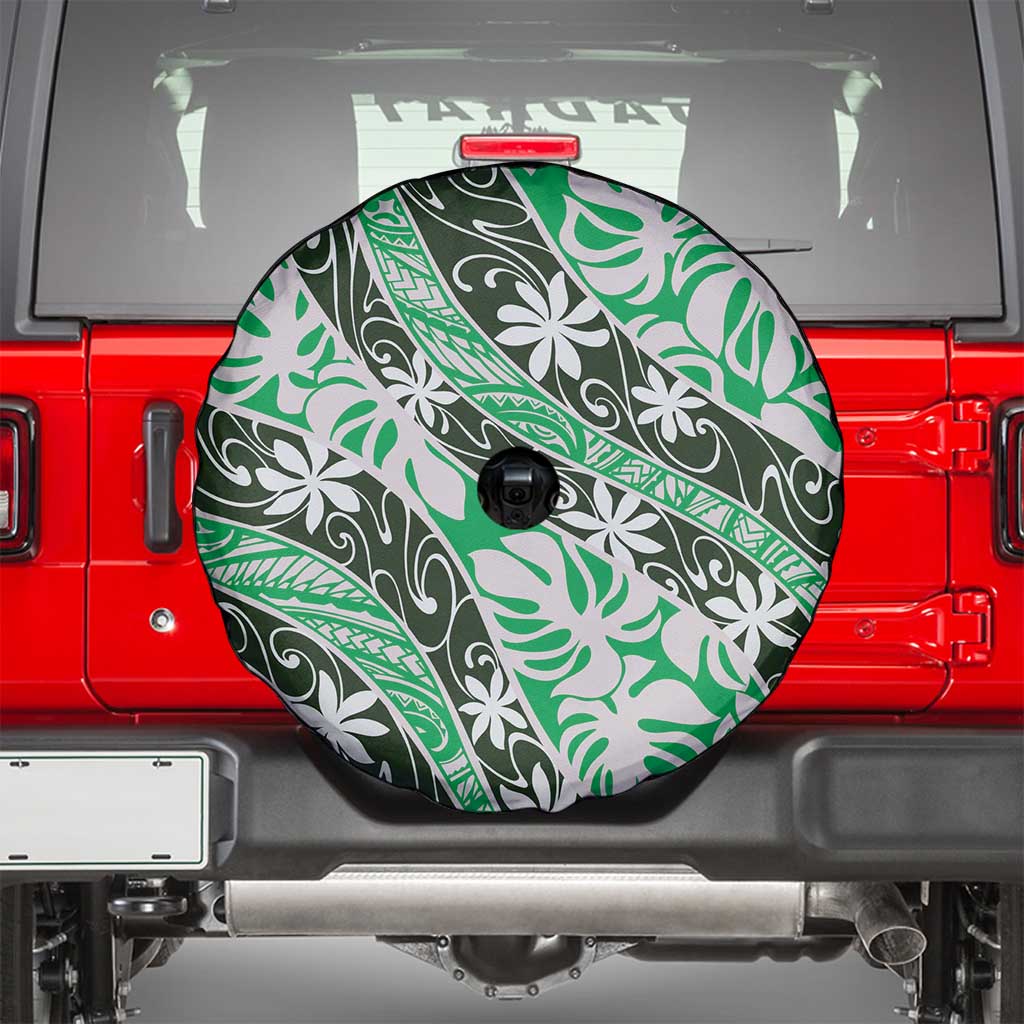 Matie Tahiti Tiare Monstera Spare Tire Cover Polynesian Pattern Curve Style LT01 - Polynesian Pride