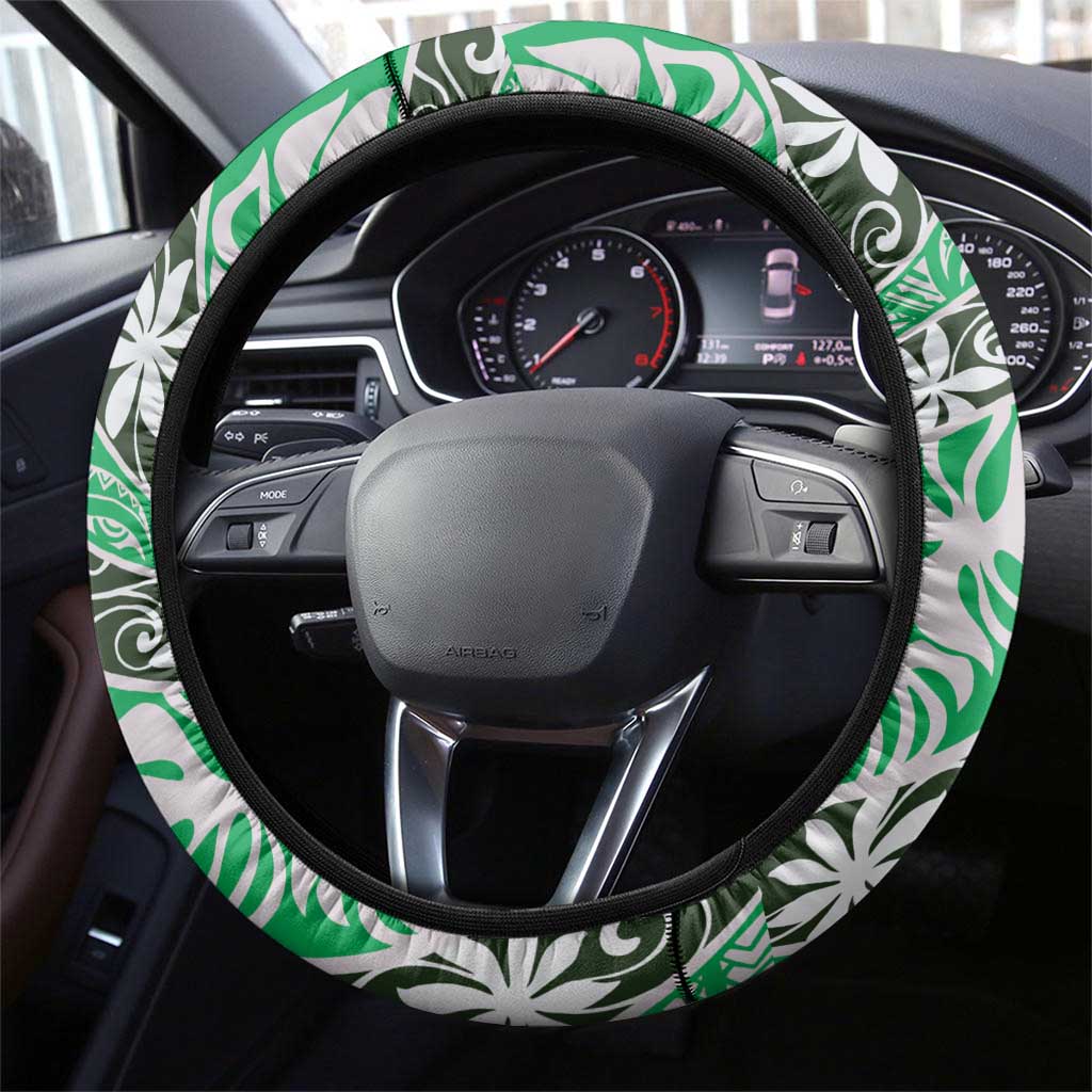 Matie Tahiti Tiare Monstera Steering Wheel Cover Polynesian Pattern Curve Style LT01 - Polynesian Pride