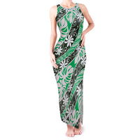Matie Tahiti Tiare Monstera Tank Maxi Dress Polynesian Pattern Curve Style LT01 Women Green - Polynesian Pride
