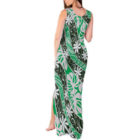 Matie Tahiti Tiare Monstera Tank Maxi Dress Polynesian Pattern Curve Style LT01 - Polynesian Pride