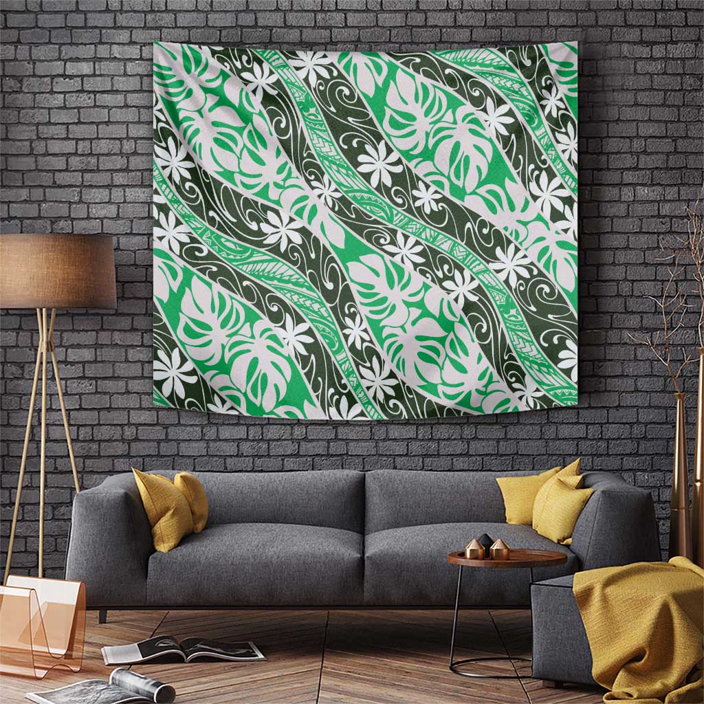 Matie Tahiti Tiare Monstera Tapestry Polynesian Pattern Curve Style - Polynesian Pride
