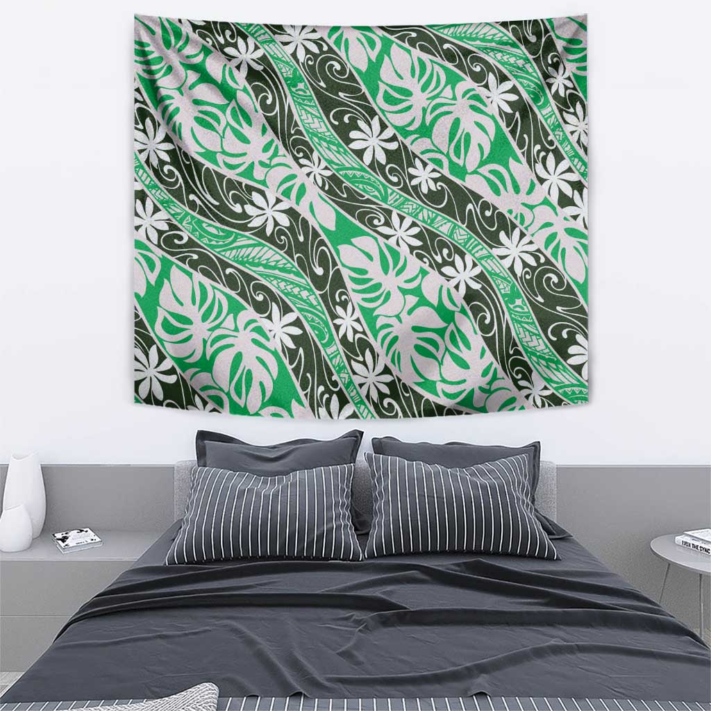 Matie Tahiti Tiare Monstera Tapestry Polynesian Pattern Curve Style LT01 - Polynesian Pride