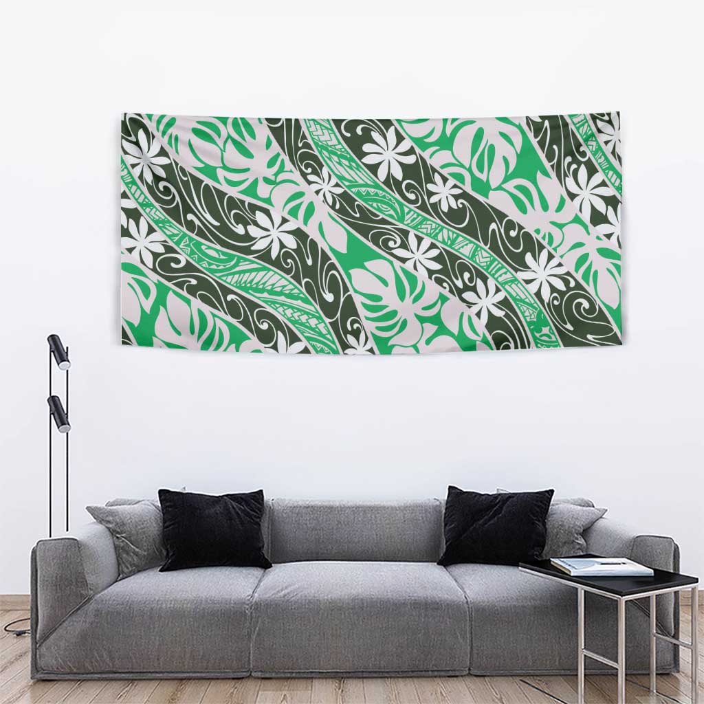 Matie Tahiti Tiare Monstera Tapestry Polynesian Pattern Curve Style LT01 - Polynesian Pride