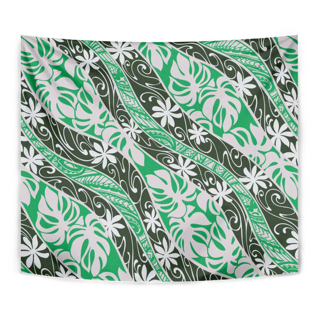 Matie Tahiti Tiare Monstera Tapestry Polynesian Pattern Curve Style LT01 - Polynesian Pride