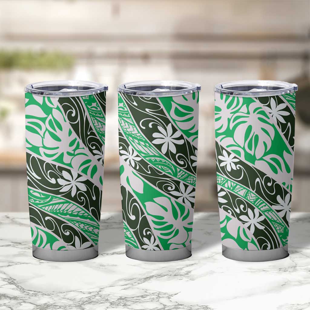 Matie Tahiti Tiare Monstera Tumbler Cup Polynesian Pattern Curve Style LT01 - Polynesian Pride