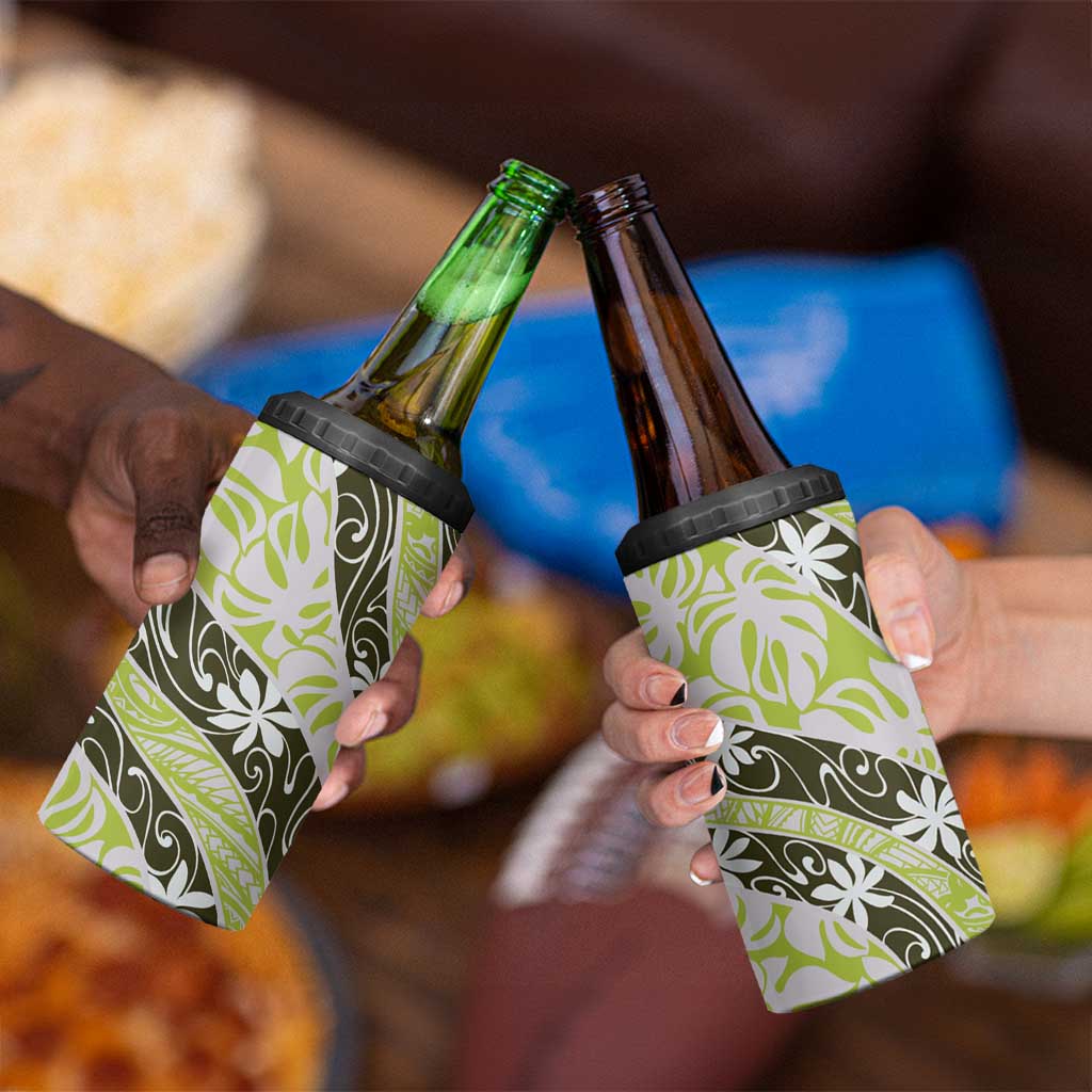 Olive Tahiti Tiare Monstera 4 in 1 Can Cooler Tumbler Polynesian Pattern Curve Style LT01 - Polynesian Pride