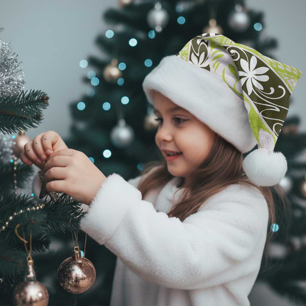 Olive Tahiti Tiare Monstera Christmas Santa Hat Polynesian Pattern Curve Style - Polynesian Pride