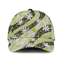 Olive Tahiti Tiare Monstera Classic Cap Polynesian Pattern Curve Style - Polynesian Pride