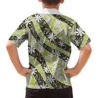 Olive Tahiti Tiare Monstera Family Matching Off Shoulder Short Dress and Hawaiian Shirt Polynesian Pattern Curve Style - Polynesian Pride