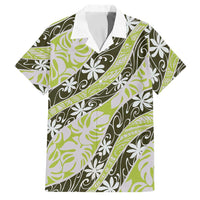 Olive Tahiti Tiare Monstera Family Matching Tank Maxi Dress and Hawaiian Shirt Polynesian Pattern Curve Style - Polynesian Pride