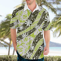 Olive Tahiti Tiare Monstera Hawaiian Shirt Polynesian Pattern Curve Style - Polynesian Pride