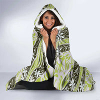 Olive Tahiti Tiare Monstera Hooded Blanket Polynesian Pattern Curve Style LT01 - Polynesian Pride