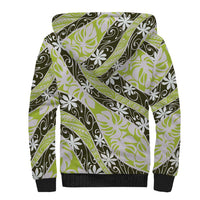Olive Tahiti Tiare Monstera Sherpa Hoodie Polynesian Pattern Curve Style LT01 - Polynesian Pride