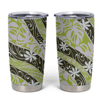 Olive Tahiti Tiare Monstera Tumbler Cup Polynesian Pattern Curve Style LT01 Olive - Polynesian Pride