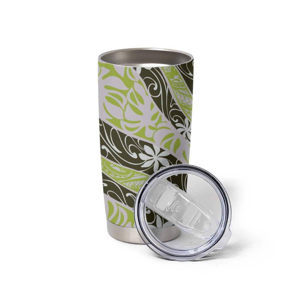 Olive Tahiti Tiare Monstera Tumbler Cup Polynesian Pattern Curve Style LT01 - Polynesian Pride