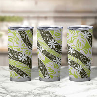 Olive Tahiti Tiare Monstera Tumbler Cup Polynesian Pattern Curve Style LT01 - Polynesian Pride