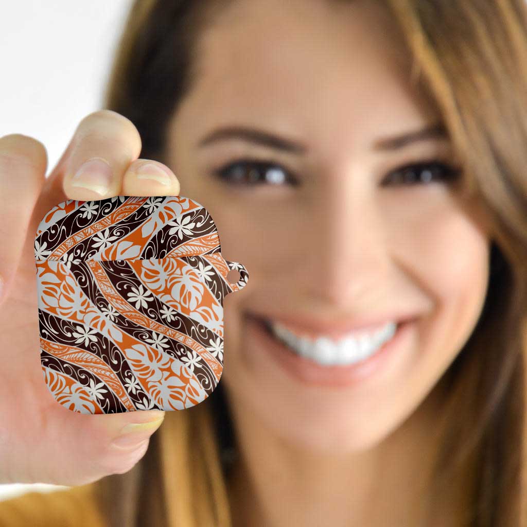 Puatou Tahiti Tiare Monstera AirPods Case Polynesian Pattern Curve Style - Polynesian Pride