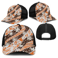 Puatou Tahiti Tiare Monstera Baseball Net Cap Polynesian Pattern Curve Style - Polynesian Pride