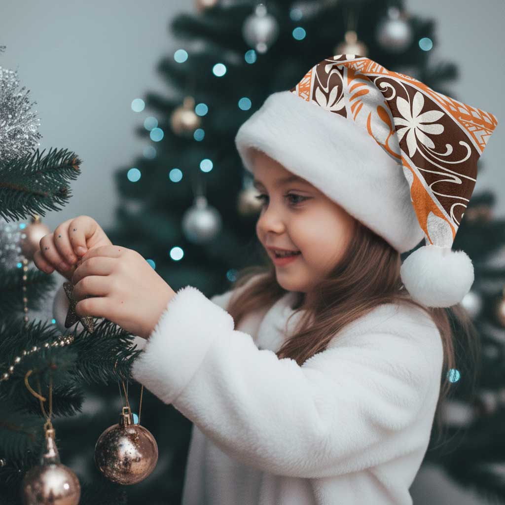 Puatou Tahiti Tiare Monstera Christmas Santa Hat Polynesian Pattern Curve Style - Polynesian Pride