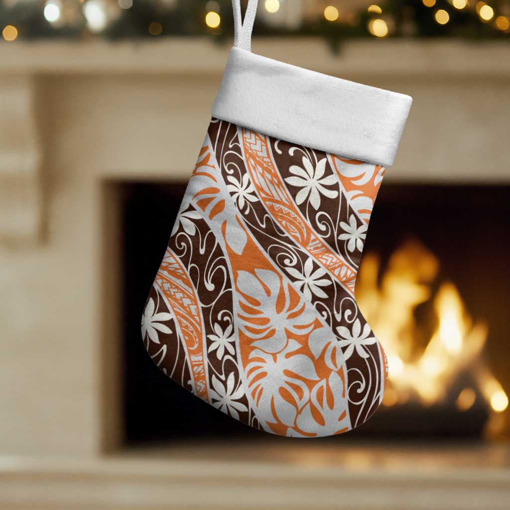Puatou Tahiti Tiare Monstera Christmas Stocking Polynesian Pattern Curve Style - Polynesian Pride