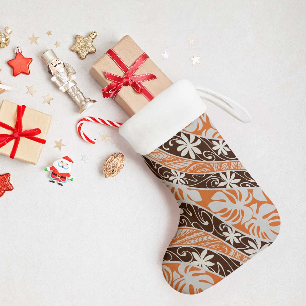 Puatou Tahiti Tiare Monstera Christmas Stocking Polynesian Pattern Curve Style - Polynesian Pride