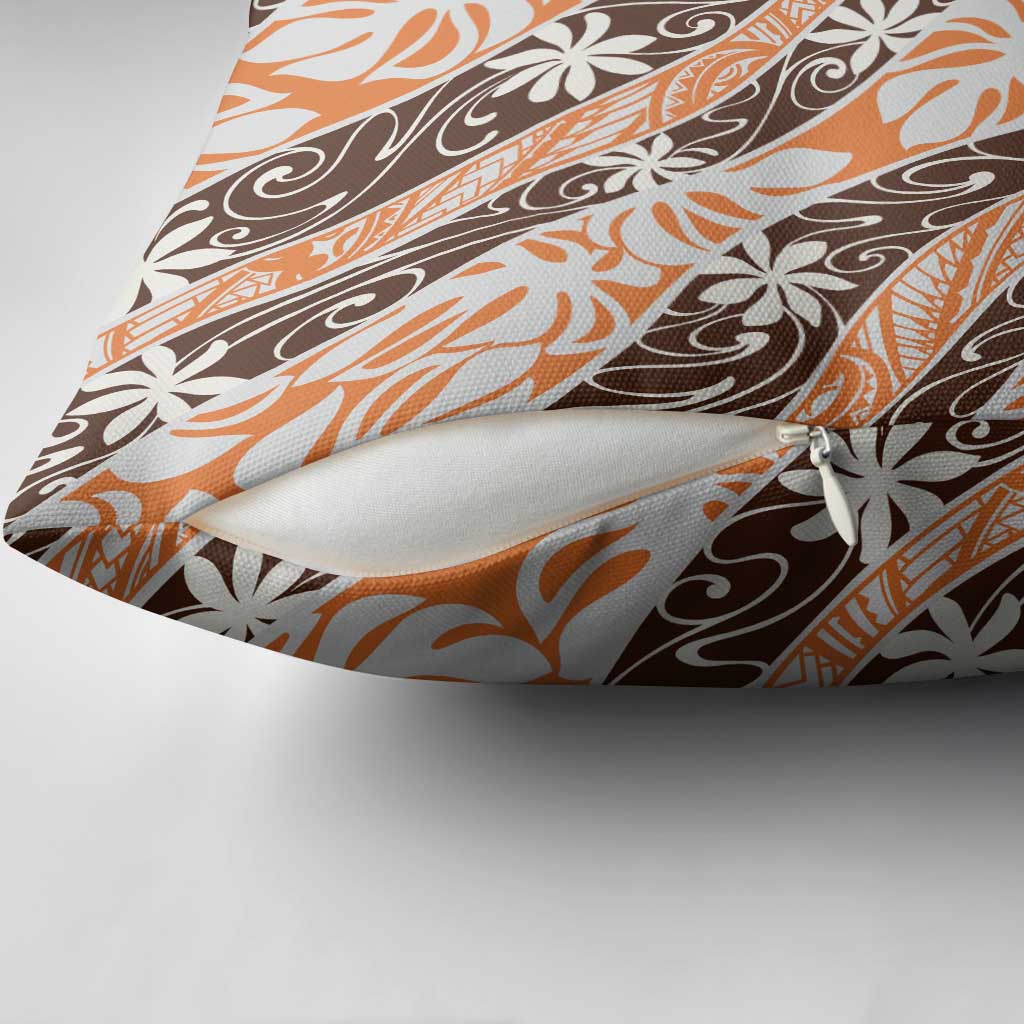 Puatou Tahiti Tiare Monstera Pillow Cover Polynesian Pattern Curve Style - Polynesian Pride