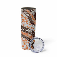 Puatou Tahiti Tiare Monstera Skinny Tumbler Polynesian Pattern Curve Style - Polynesian Pride