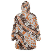 Puatou Tahiti Tiare Monstera Wearable Blanket Hoodie Polynesian Pattern Curve Style LT01 - Polynesian Pride
