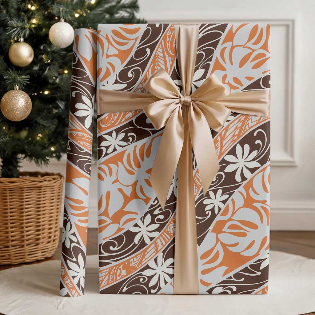 Puatou Tahiti Tiare Monstera Wrapping Paper Polynesian Pattern Curve Style - Polynesian Pride