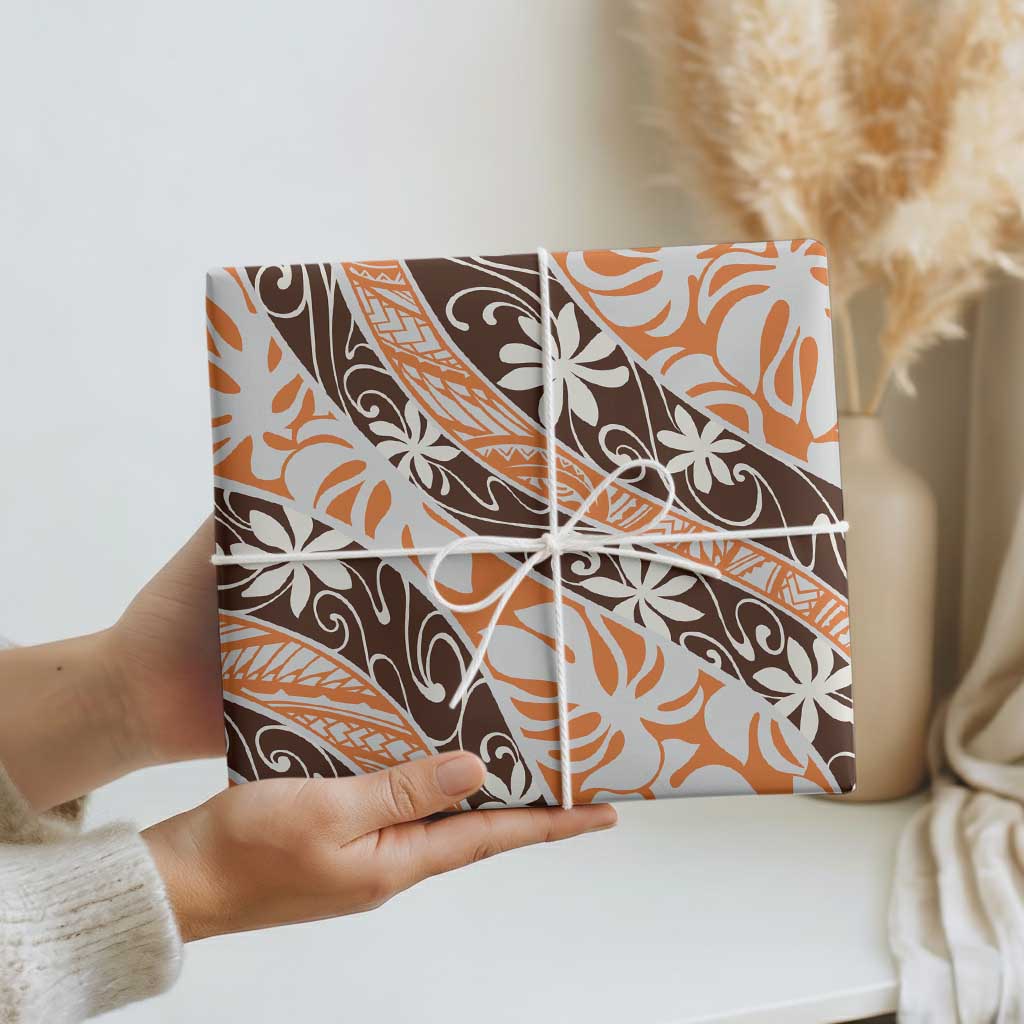 Puatou Tahiti Tiare Monstera Wrapping Paper Polynesian Pattern Curve Style - Polynesian Pride