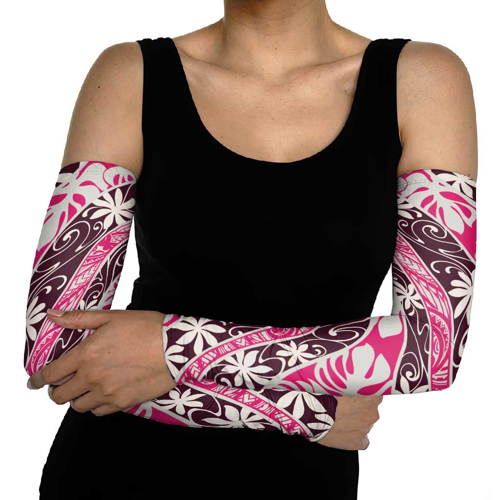 Tarona Tahiti Tiare Monstera Arm Sleeves Polynesian Pattern Curve Style - Polynesian Pride