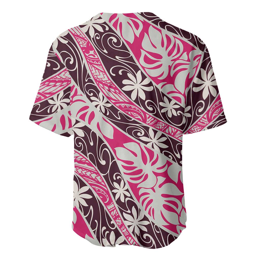 Tarona Tahiti Tiare Monstera Baseball Jersey Polynesian Pattern Curve Style LT01 - Polynesian Pride