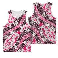 Tarona Tahiti Tiare Monstera Basketball Jersey Polynesian Pattern Curve Style - Polynesian Pride
