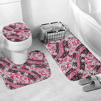 Tarona Tahiti Tiare Monstera Bathroom Set Polynesian Pattern Curve Style LT01 Mat Set Only (3 pcs) One Size Pink - Polynesian Pride