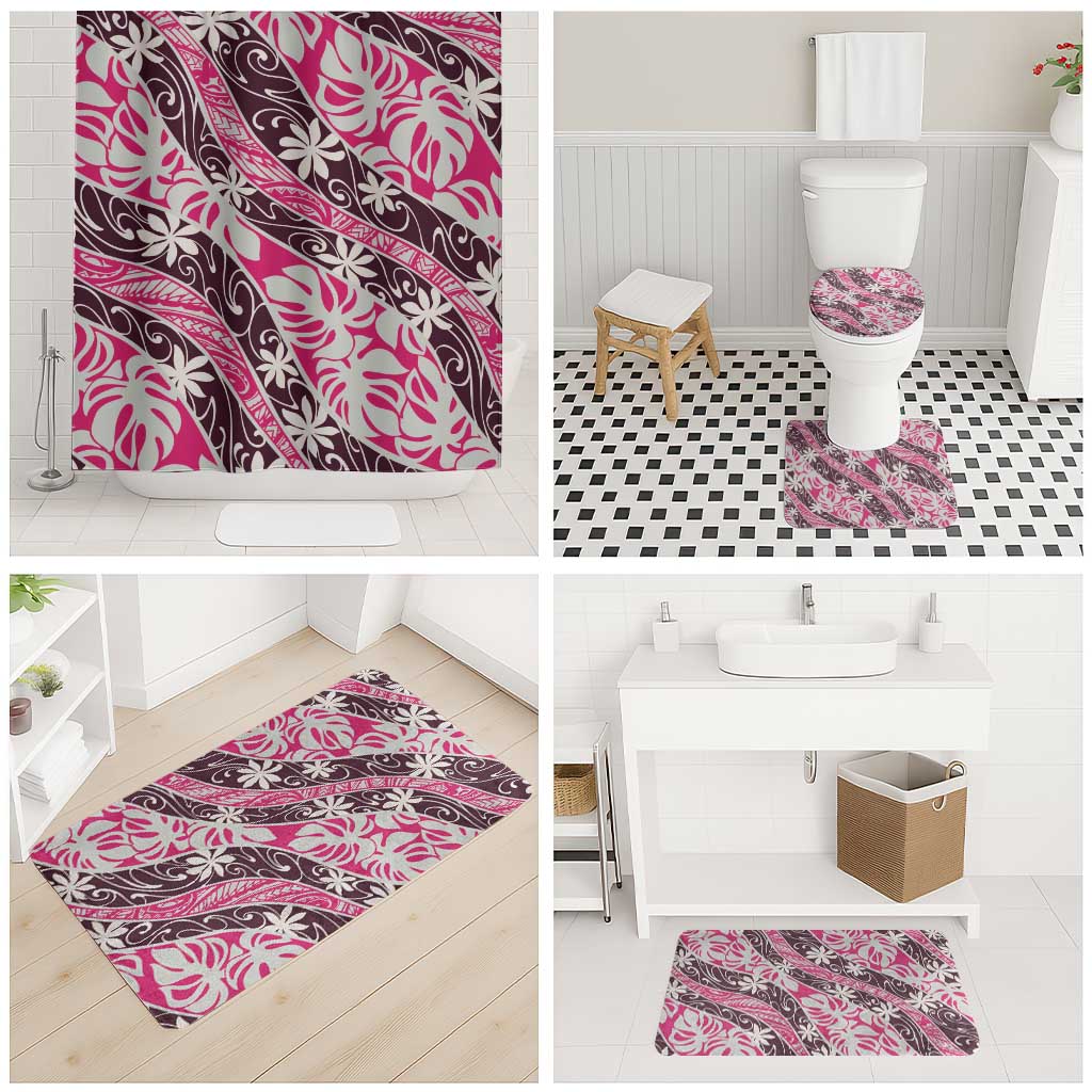 Tarona Tahiti Tiare Monstera Bathroom Set Polynesian Pattern Curve Style LT01 - Polynesian Pride