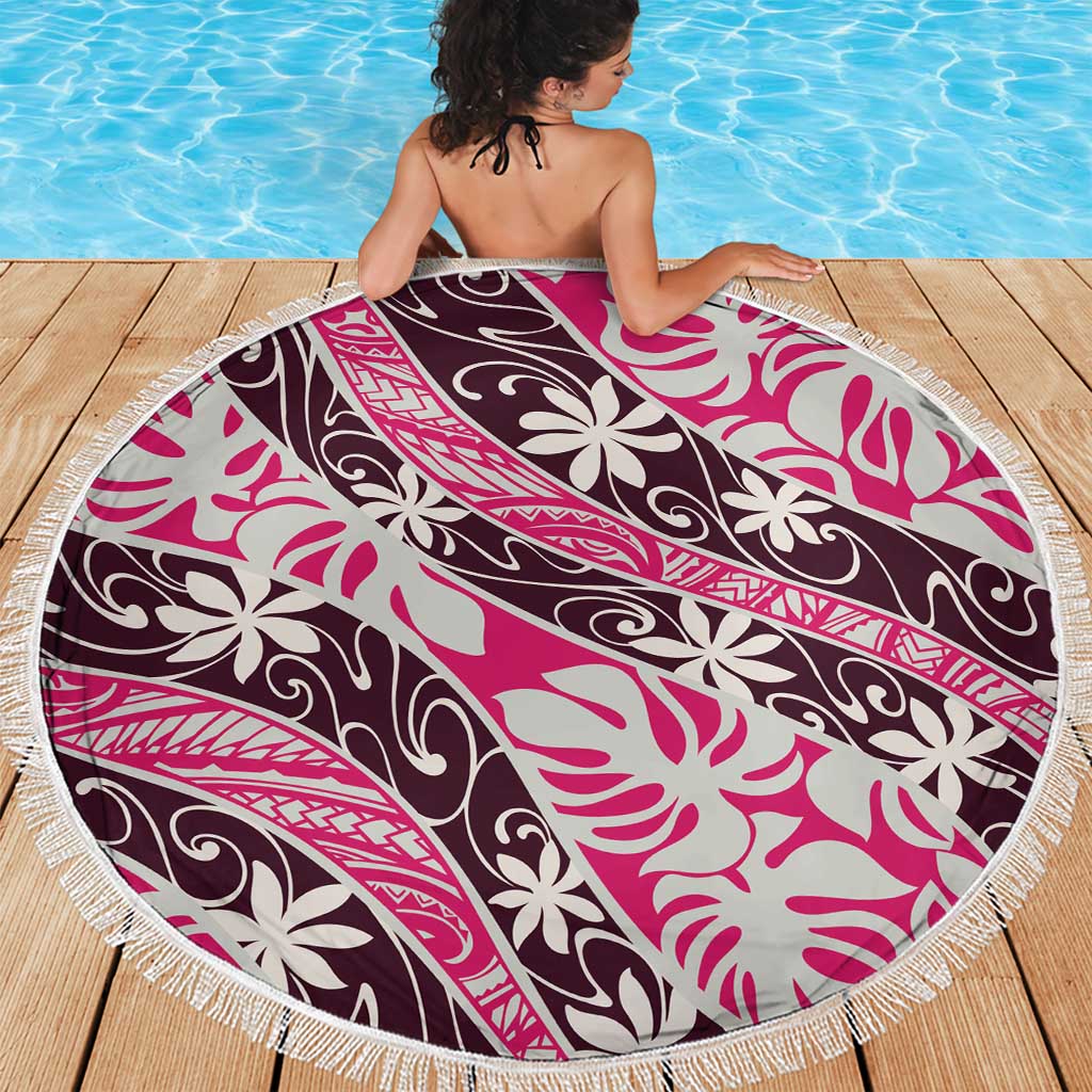 Tarona Tahiti Tiare Monstera Beach Blanket Polynesian Pattern Curve Style - Polynesian Pride
