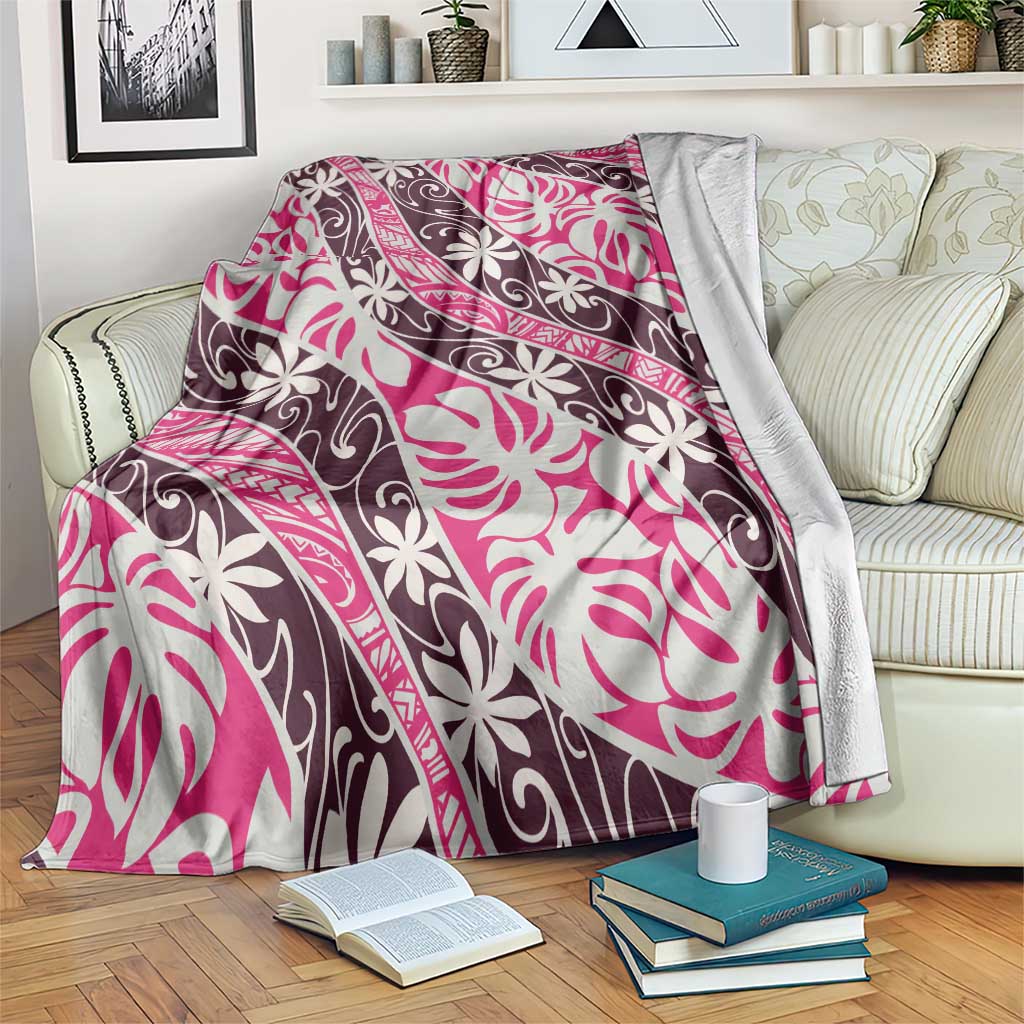 Tarona Tahiti Tiare Monstera Blanket Polynesian Pattern Curve Style - Polynesian Pride