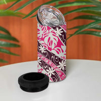Tarona Tahiti Tiare Monstera 4 in 1 Can Cooler Tumbler Polynesian Pattern Curve Style - Polynesian Pride