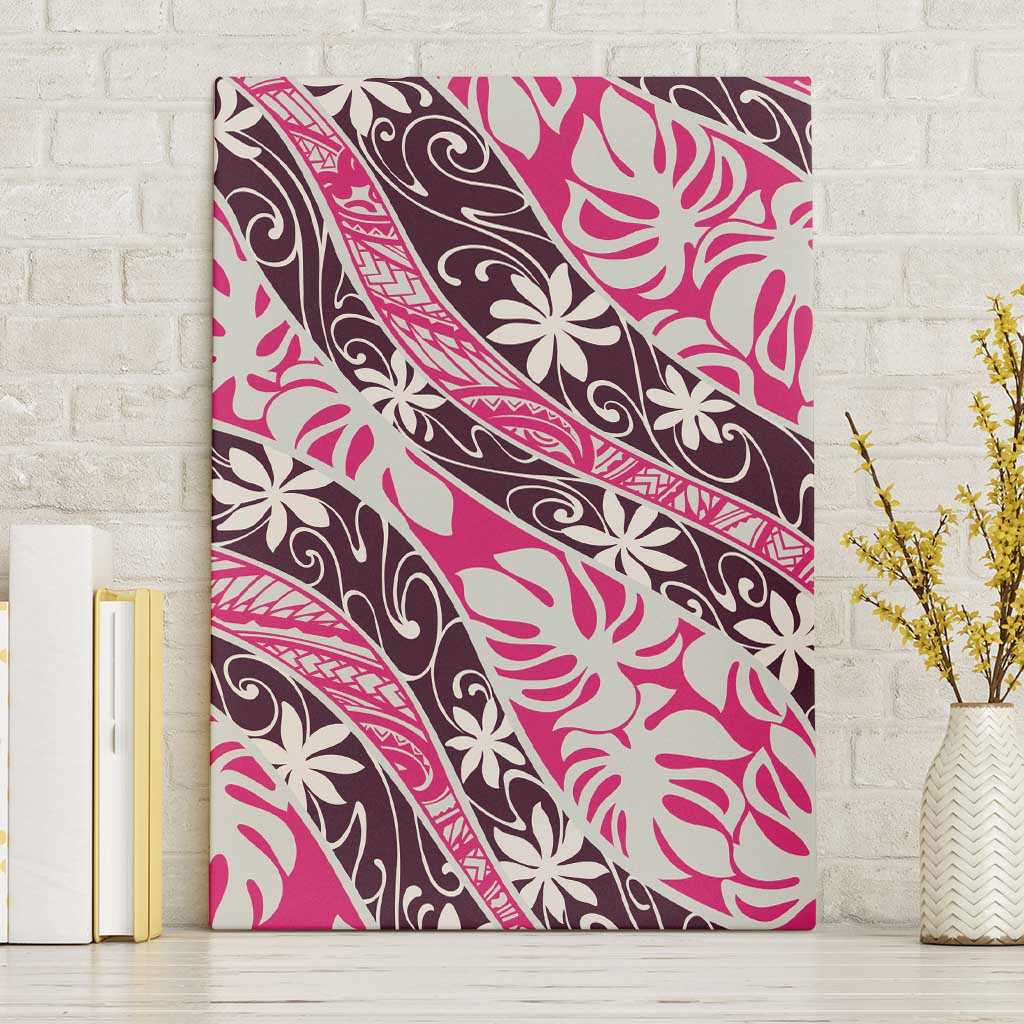 Tarona Tahiti Tiare Monstera Canvas Wall Art Polynesian Pattern Curve Style - Polynesian Pride