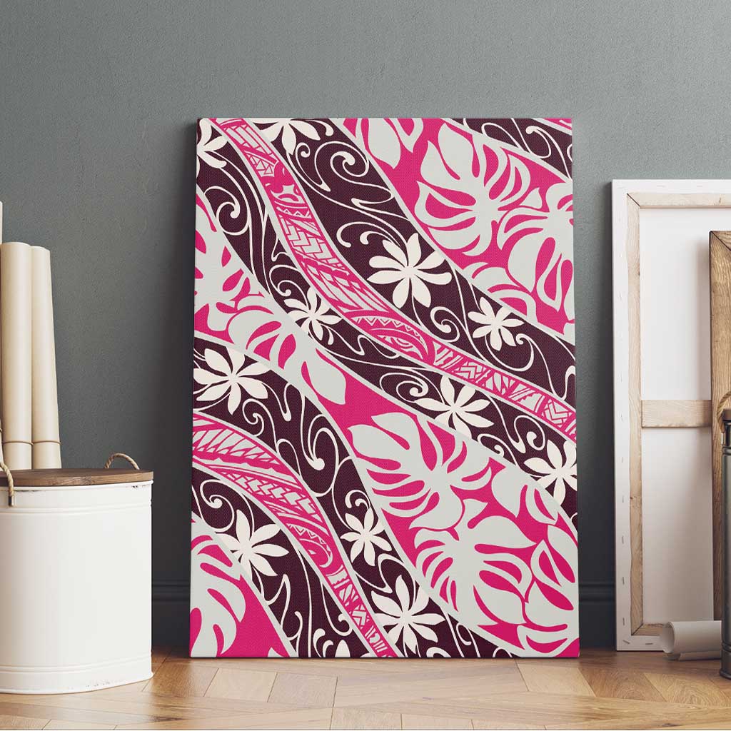 Tarona Tahiti Tiare Monstera Canvas Wall Art Polynesian Pattern Curve Style - Polynesian Pride